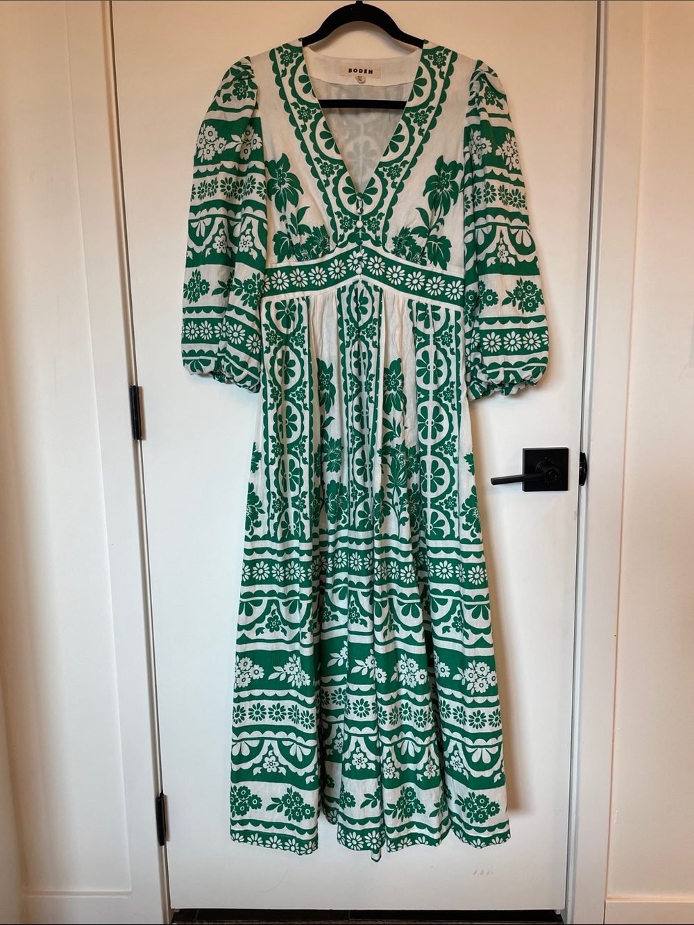 Womens Boden Green Lola Blouson Maxi Dress Puff sleeves size 4 - Picture 6 of 9